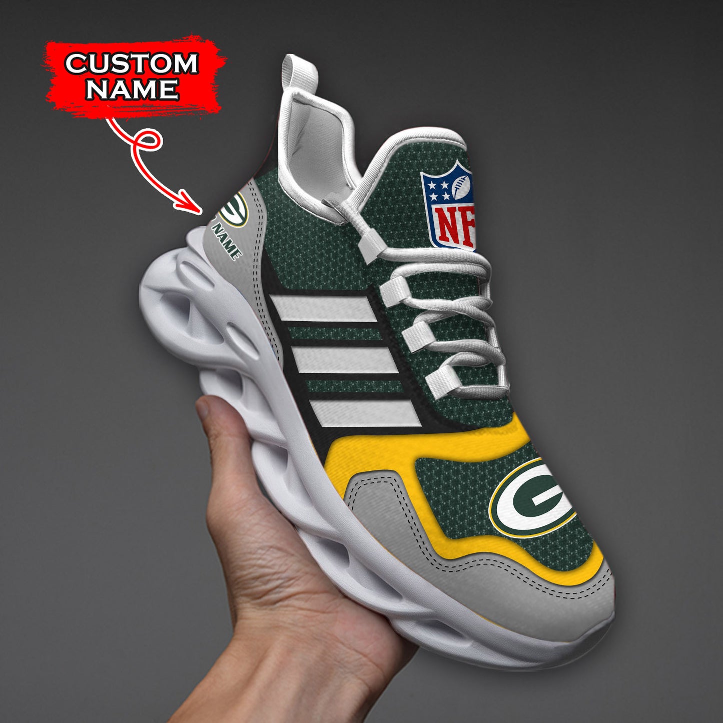 Ideafootwear Green Bay Packers NFL Max Soul Shoes Sneakers For Men And Women