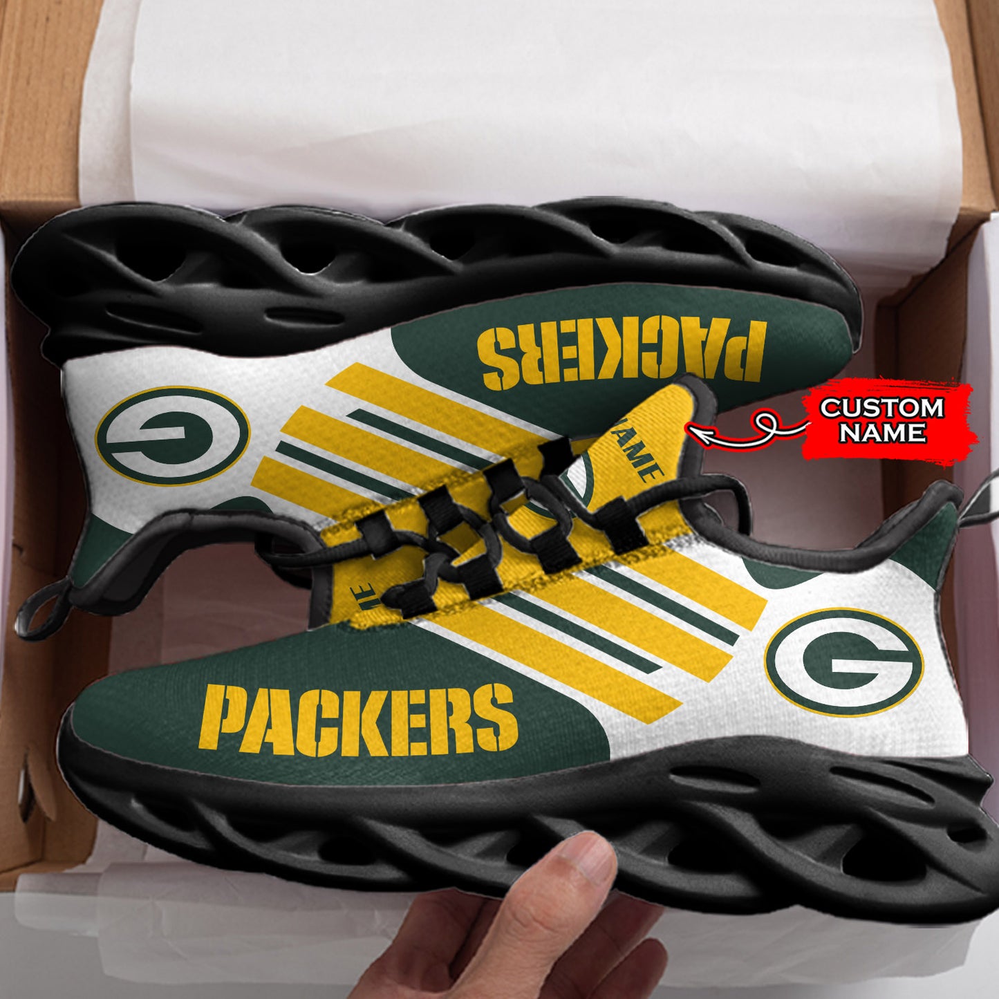 Ideafootwear Green Bay Packers NFL Max Soul Shoes Sneakers For Men And Women