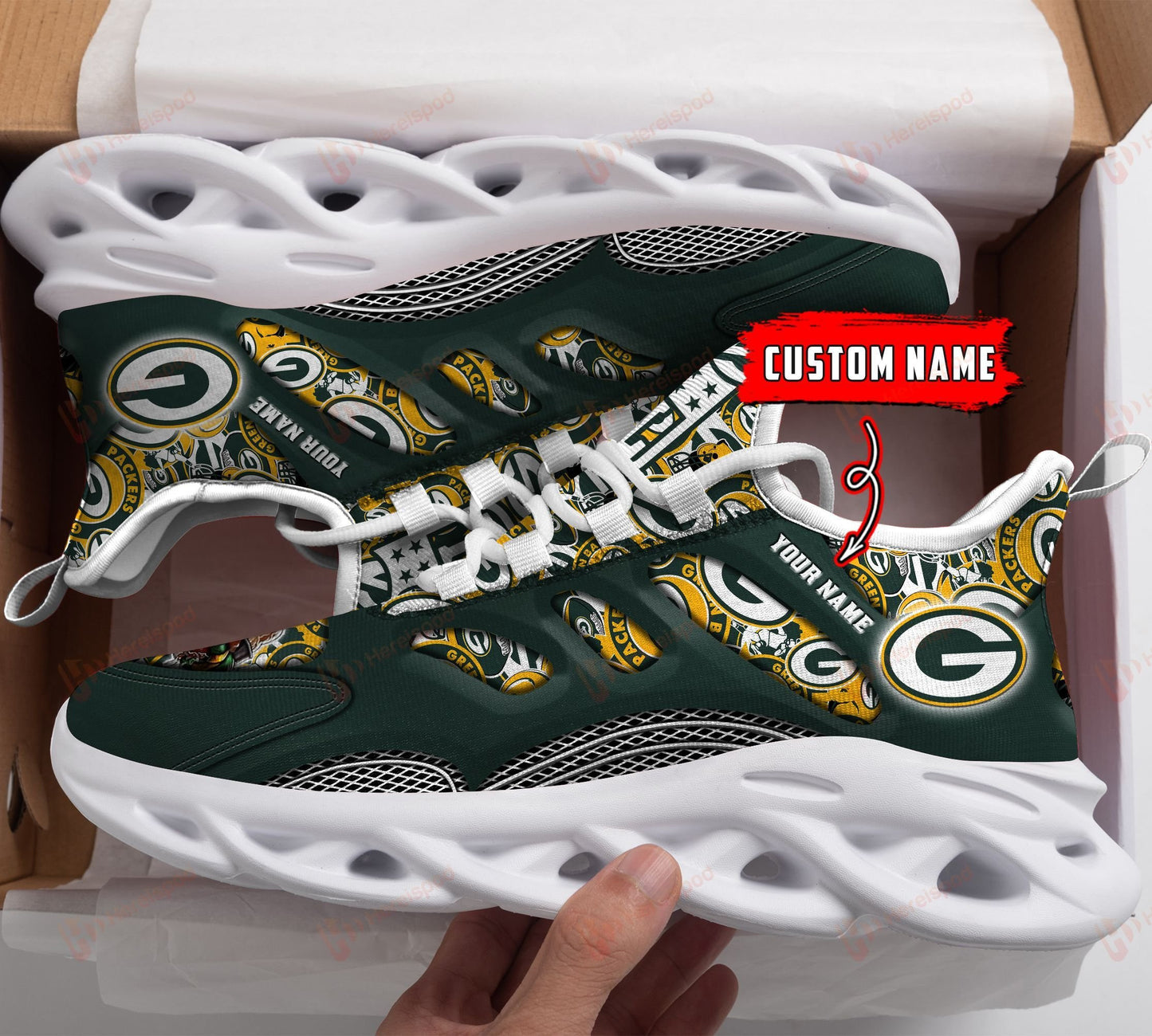 Ideafootwear Green Bay Packers NFL Max Soul Shoes Sneakers For Men And Women