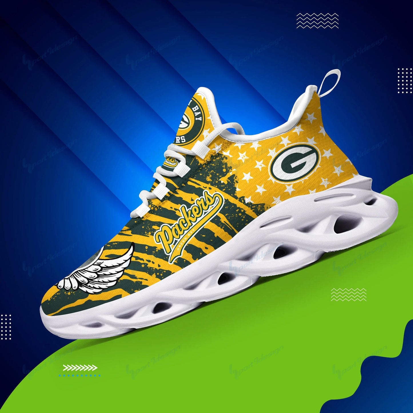 Ideafootwear Green Bay Packers NFL Max Soul Shoes Sneakers For Men And Women