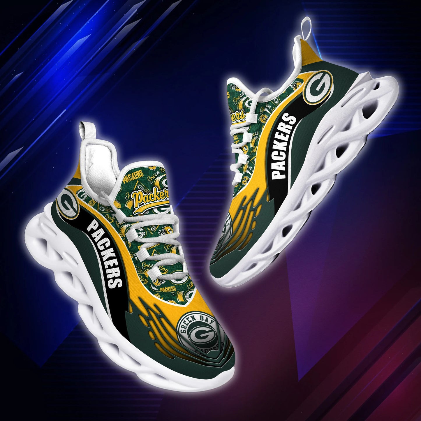 Ideafootwear Green Bay Packers NFL Max Soul Shoes Sneakers For Men And Women