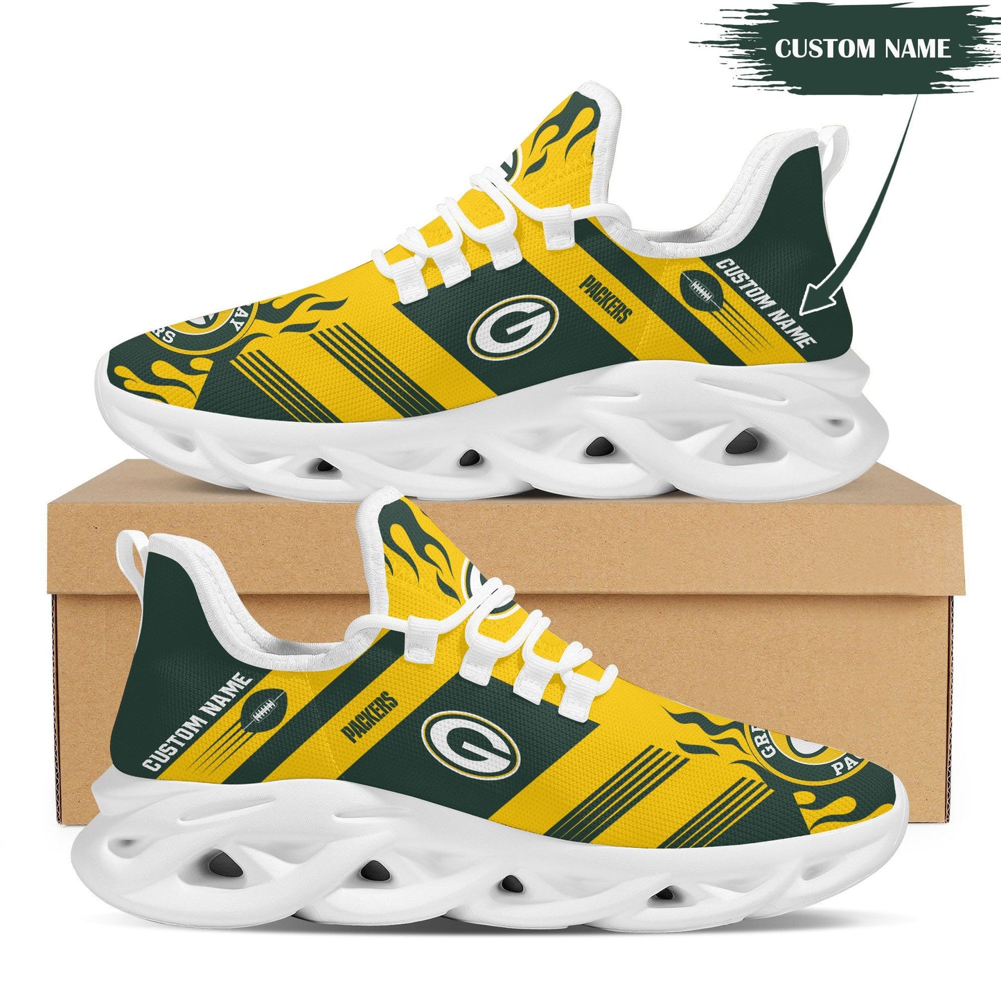 Ideafootwear Green Bay Packers NFL Max Soul Shoes Sneakers For Men And Women