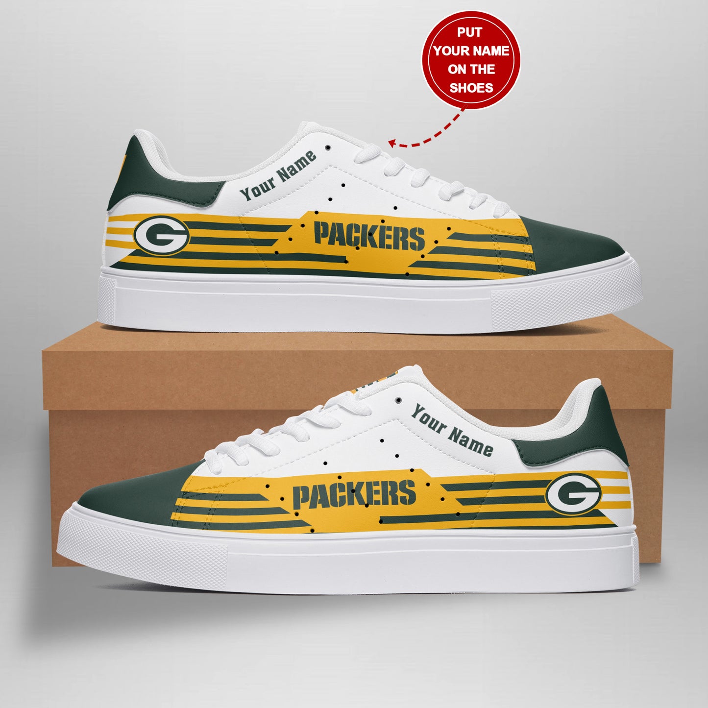 Ideafootwear Green Bay Packers Skate Stan Shoes Sneakes For Men And Women