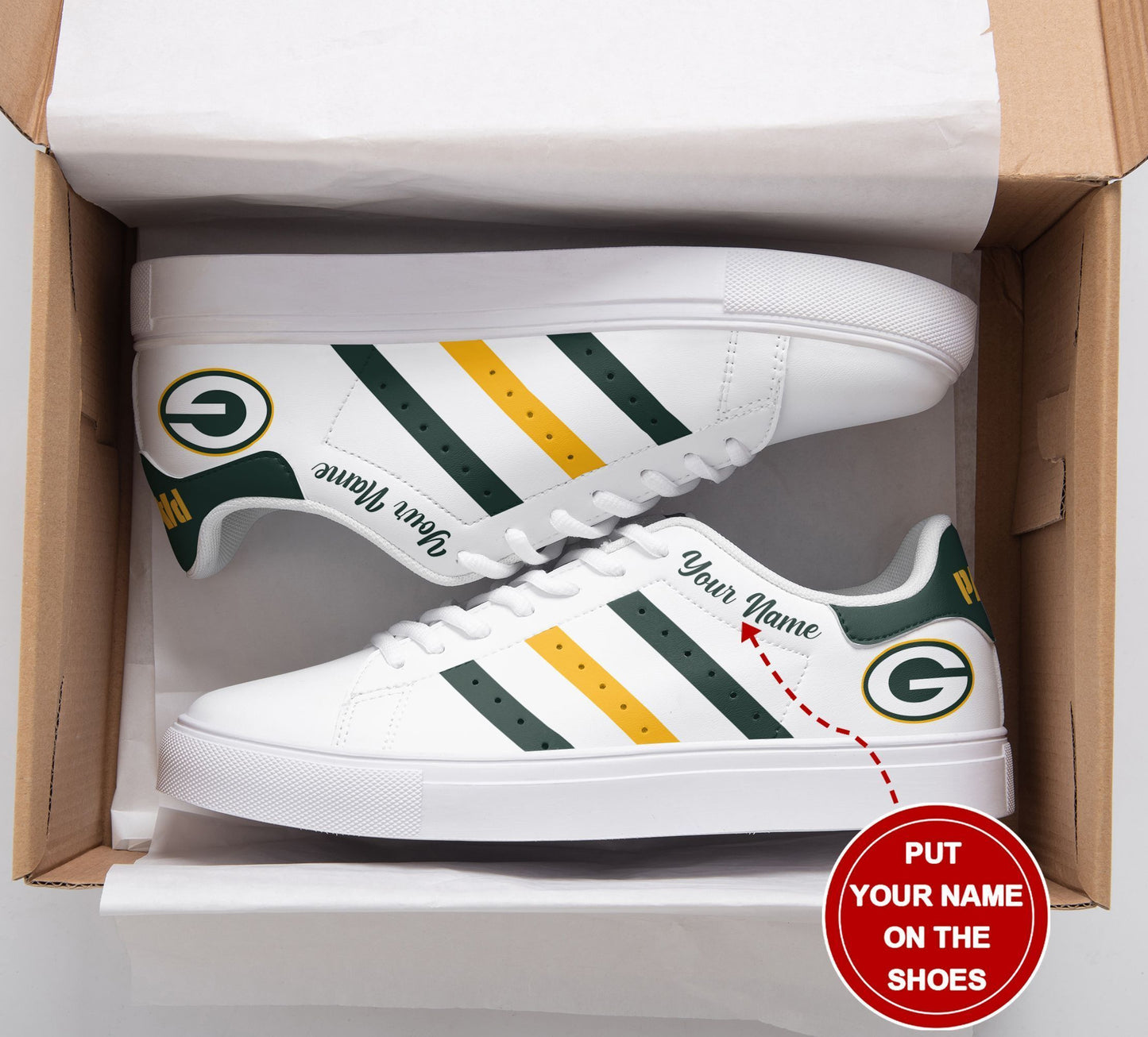 Ideafootwear Green Bay Packers Skate Stan Shoes Sneakes For Men And Women