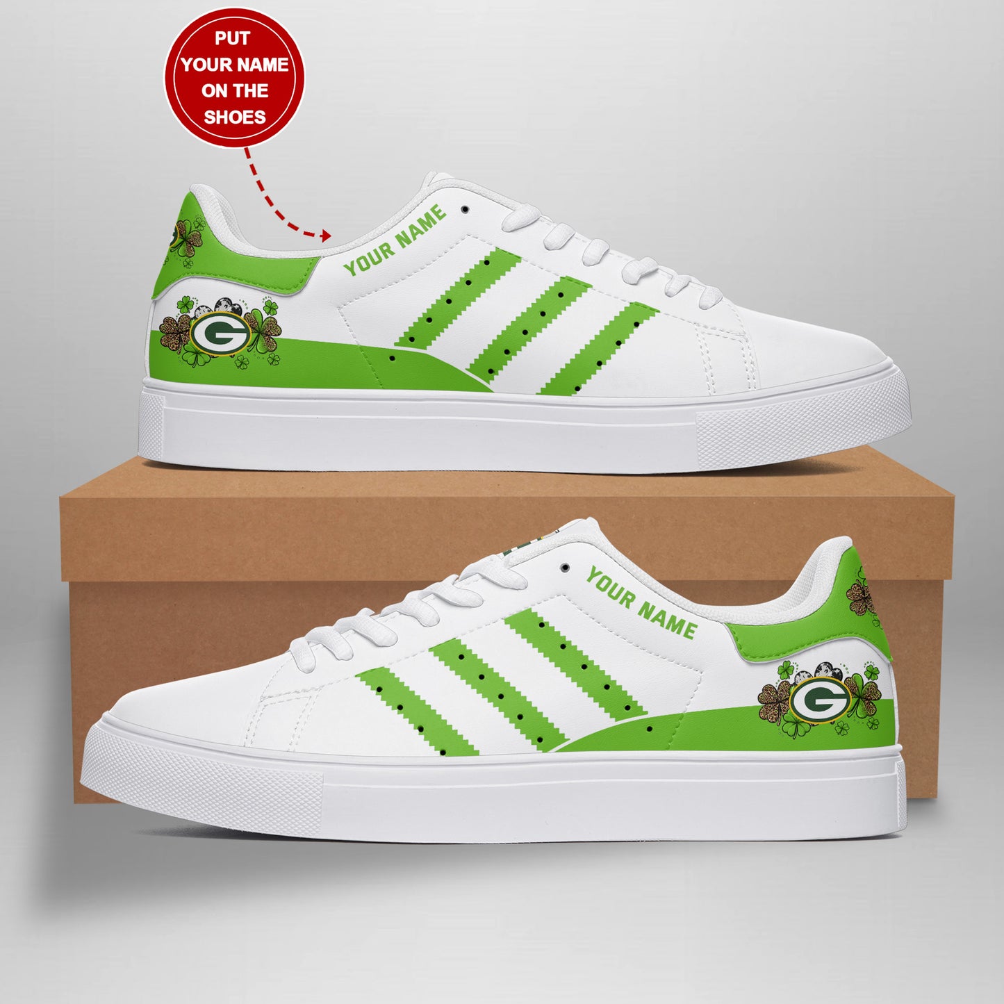 Ideafootwear Green Bay Packers Skate Stan Shoes Sneakes For Men And Women