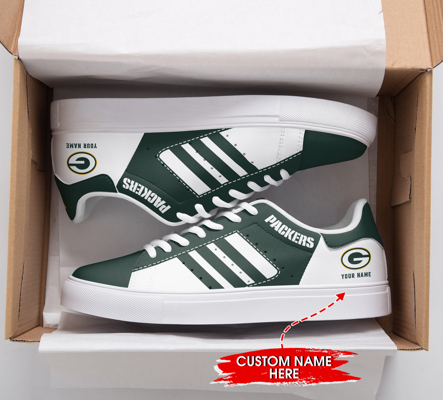 Ideafootwear Green Bay Packers Skate Stan Shoes Sneakes For Men And Women