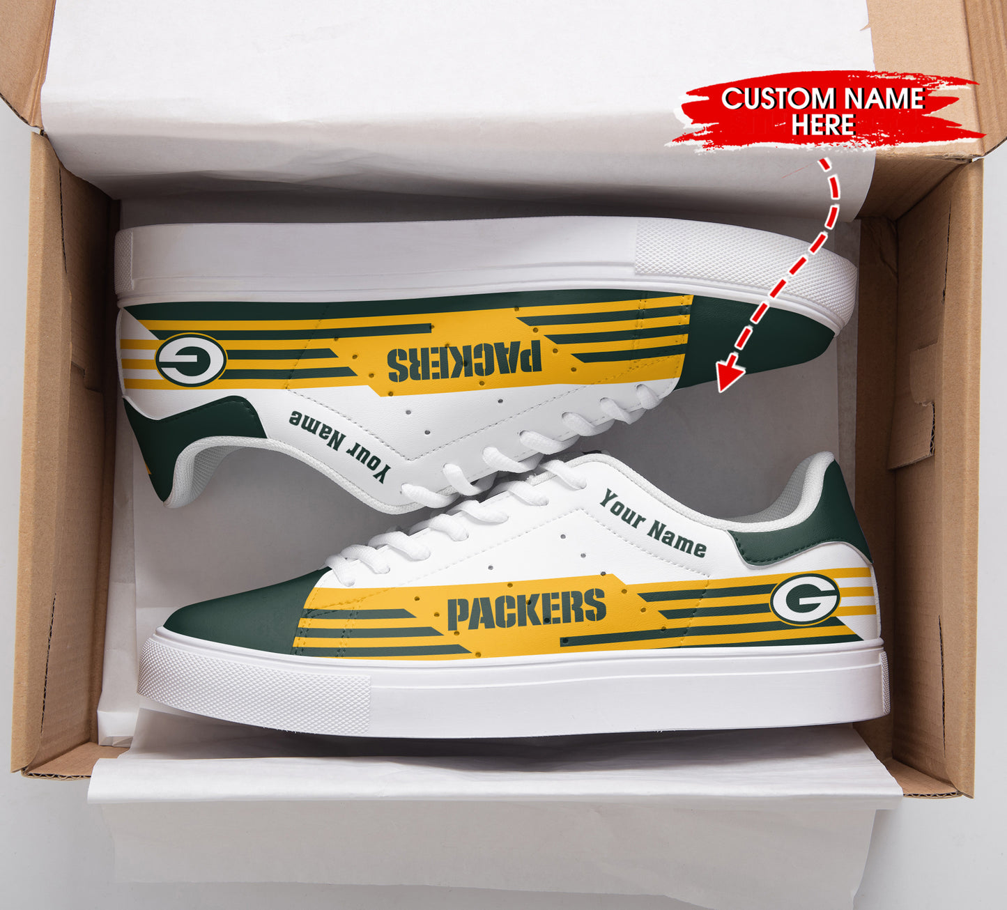 Ideafootwear Green Bay Packers Skate Stan Shoes Sneakes For Men And Women