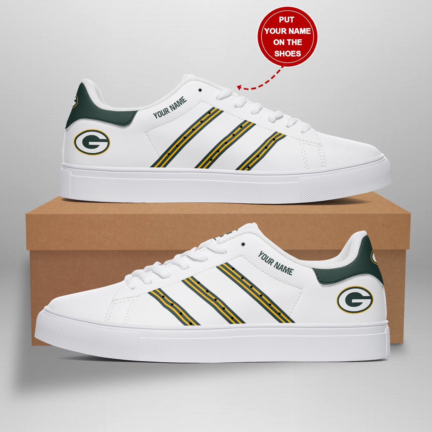 Ideafootwear Green Bay Packers Skate Stan Shoes Sneakes For Men And Women