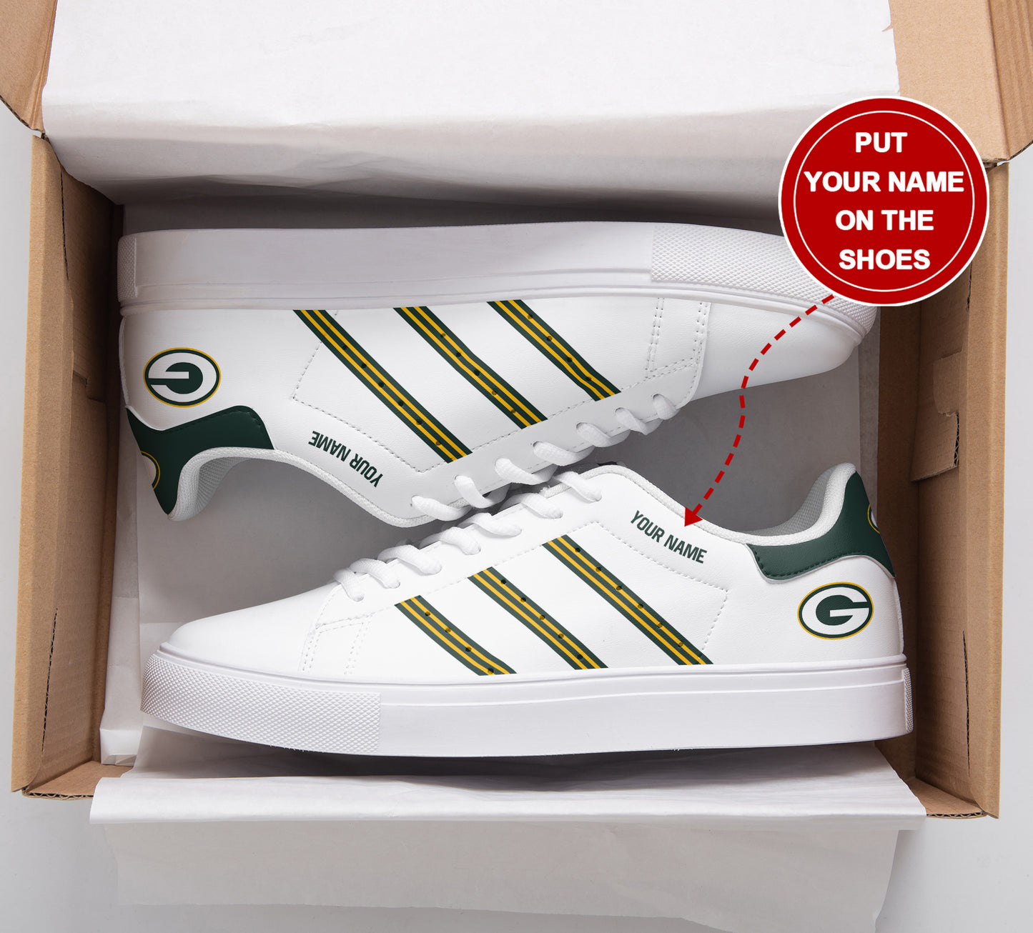 Ideafootwear Green Bay Packers Skate Stan Shoes Sneakes For Men And Women