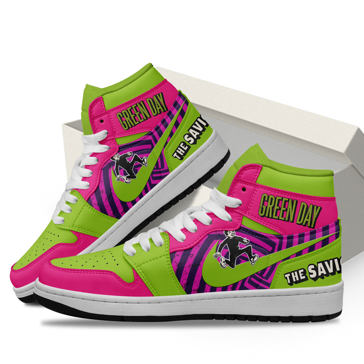 Ideafootwear Green Day AJ1 High Sneakers Shoes For Men And Women