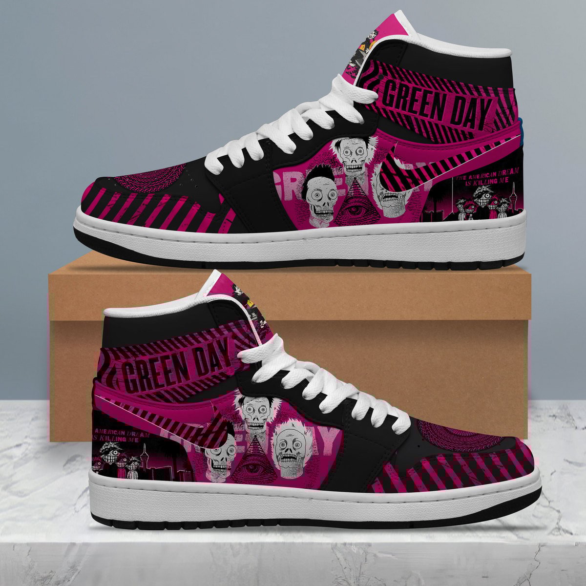 Ideafootwear Green Day AJ1 High Sneakers Shoes For Men And Women