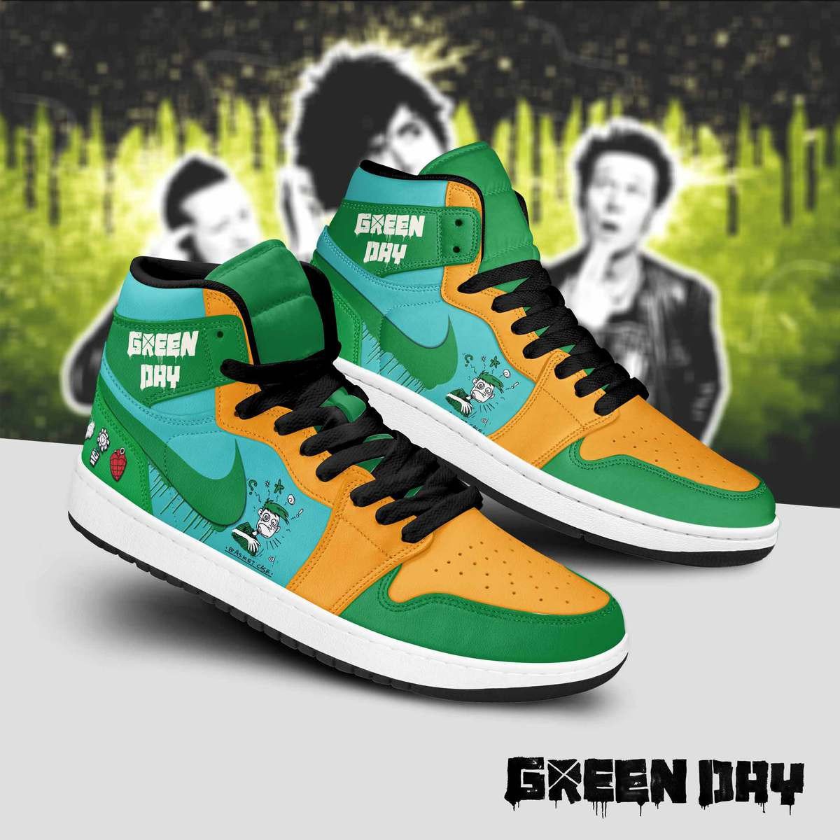 Ideafootwear Green Day AJ1 High Sneakers Shoes For Men And Women
