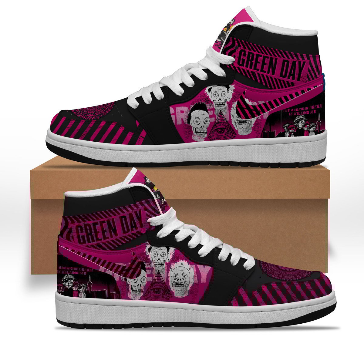 Ideafootwear Green Day AJ1 High Sneakers Shoes For Men And Women