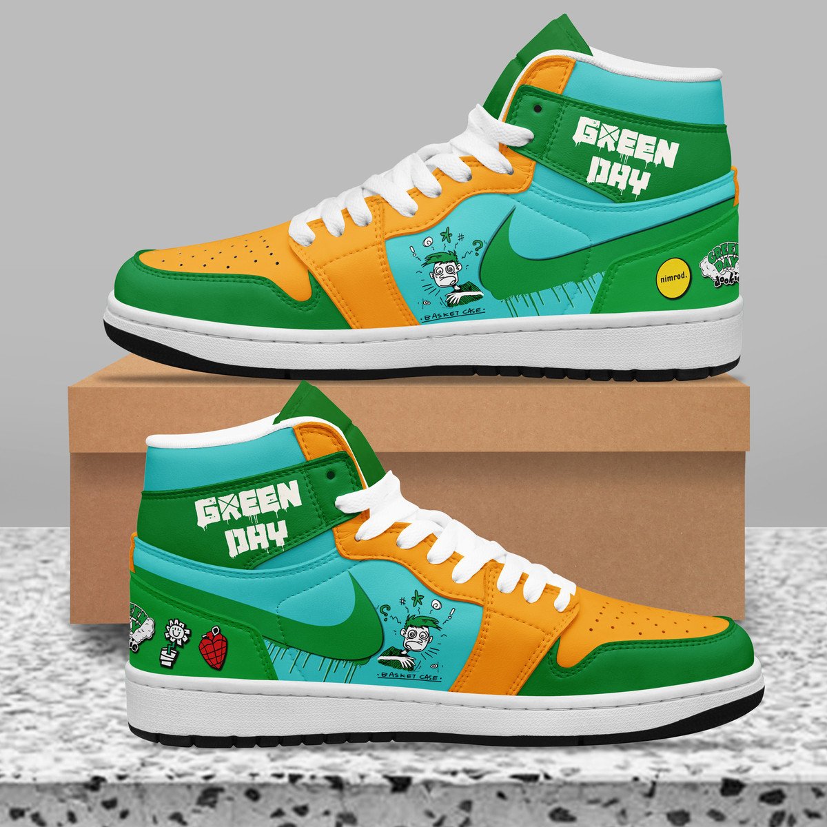 Ideafootwear Green Day AJ1 High Sneakers Shoes For Men And Women