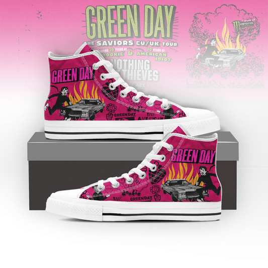 Ideafootwear Green Day High Top Canvas Sneakers Shoes For Men And Women
