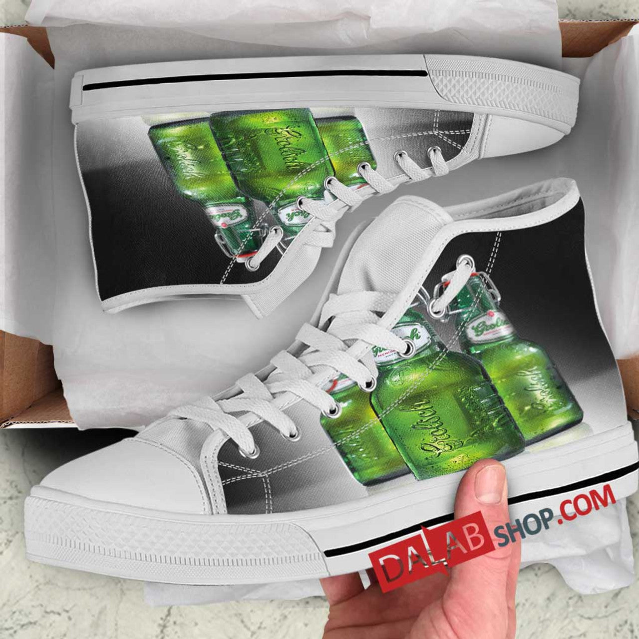 Ideafootwear Grolsch High Top Canvas Sneakers Shoes For Men And Women