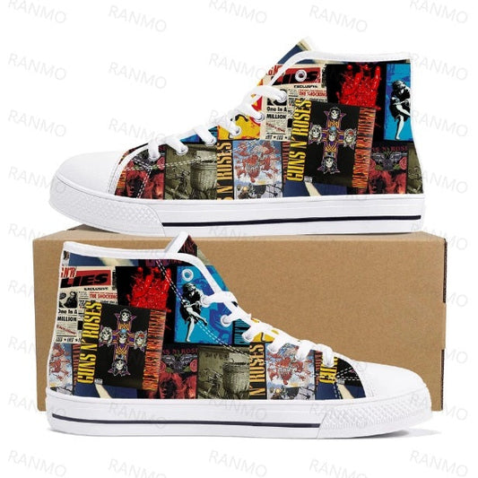 Ideafootwear Guns N' Roses High Top Canvas Sneakers Shoes For Men And Women