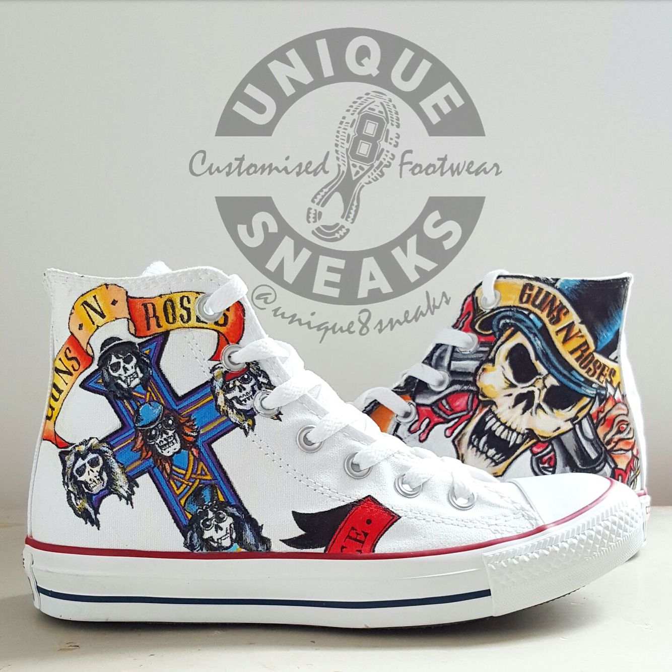 Ideafootwear Guns N' Roses High Top Canvas Sneakers Shoes For Men And Women