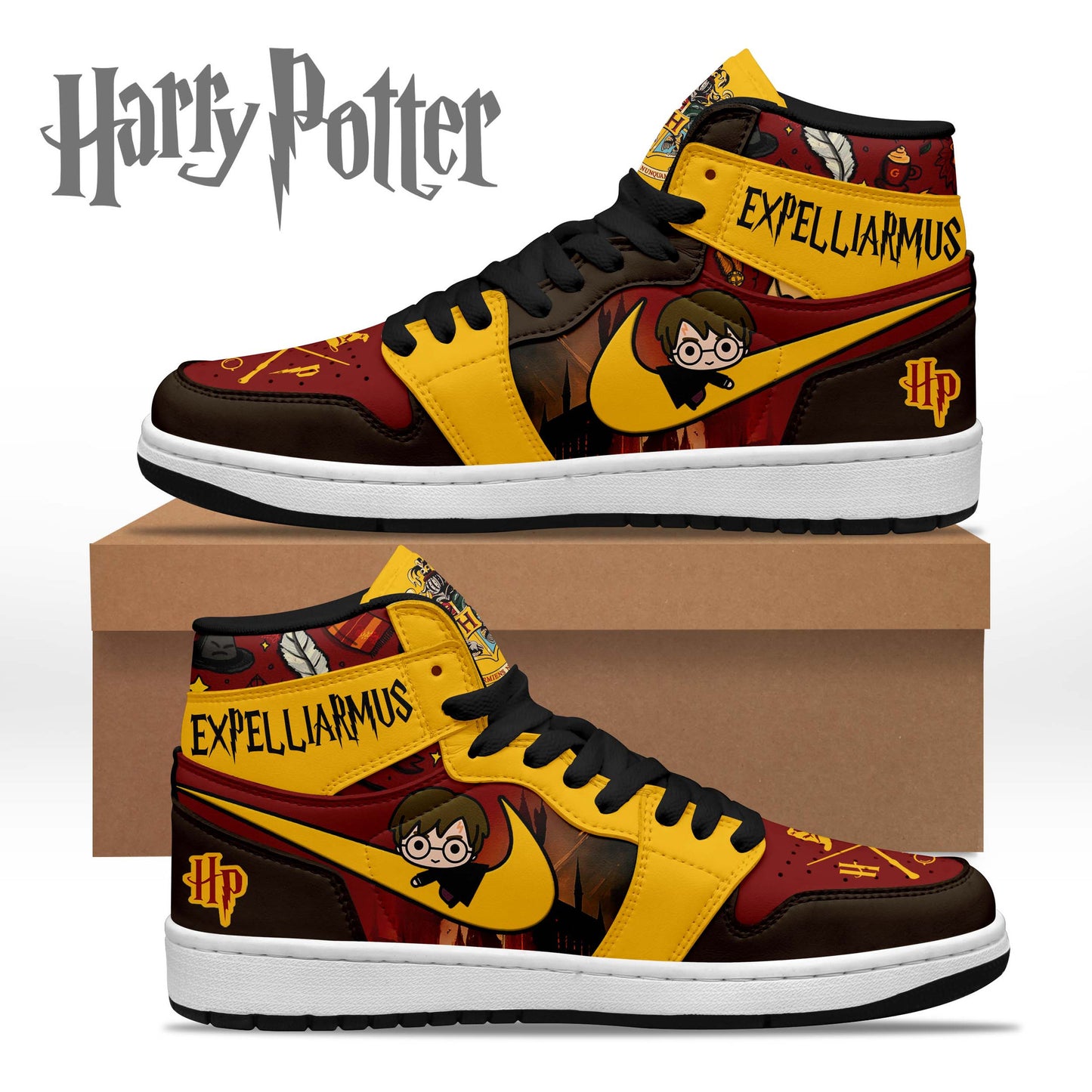 Ideafootwear Harry Potter AJ1 High Sneakers Shoes For Men And Women