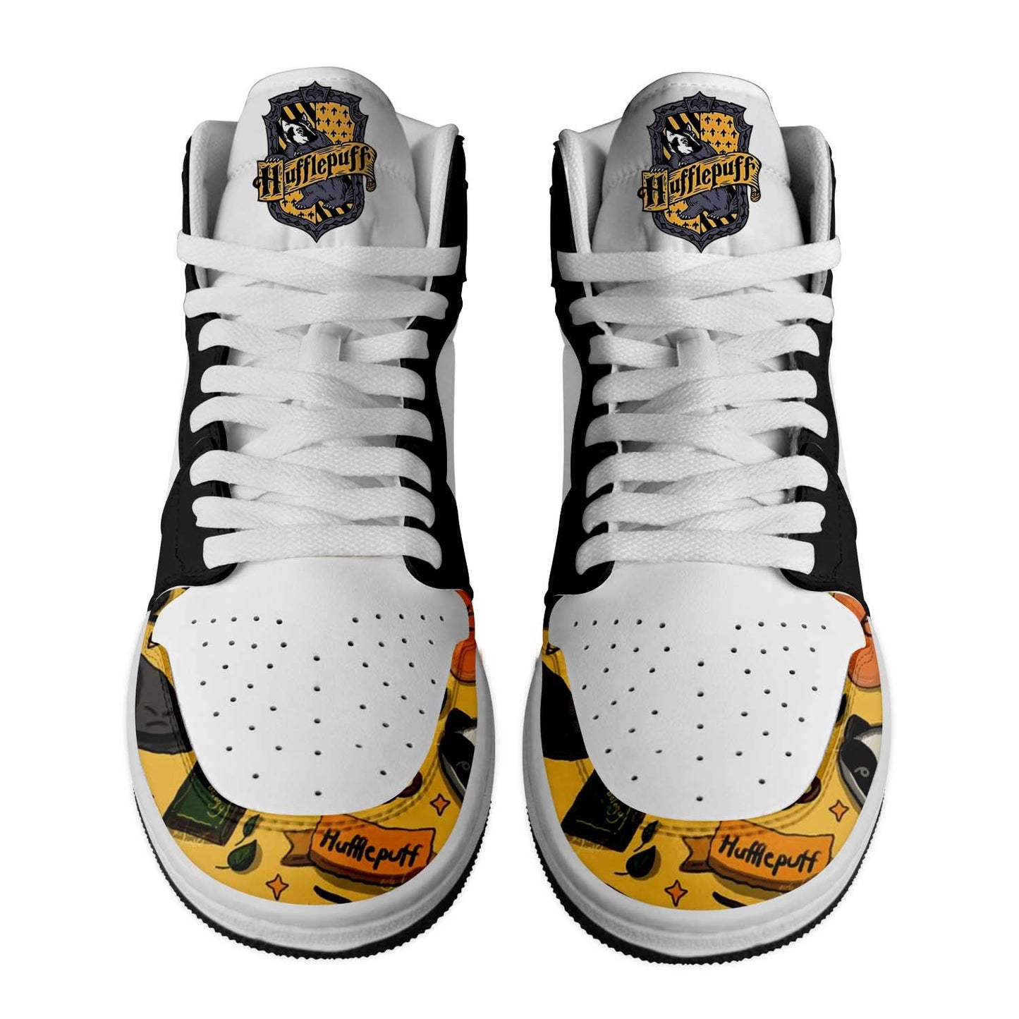 Ideafootwear Harry Potter Hufflepuff AJ1 High Sneakers Shoes For Men And Women