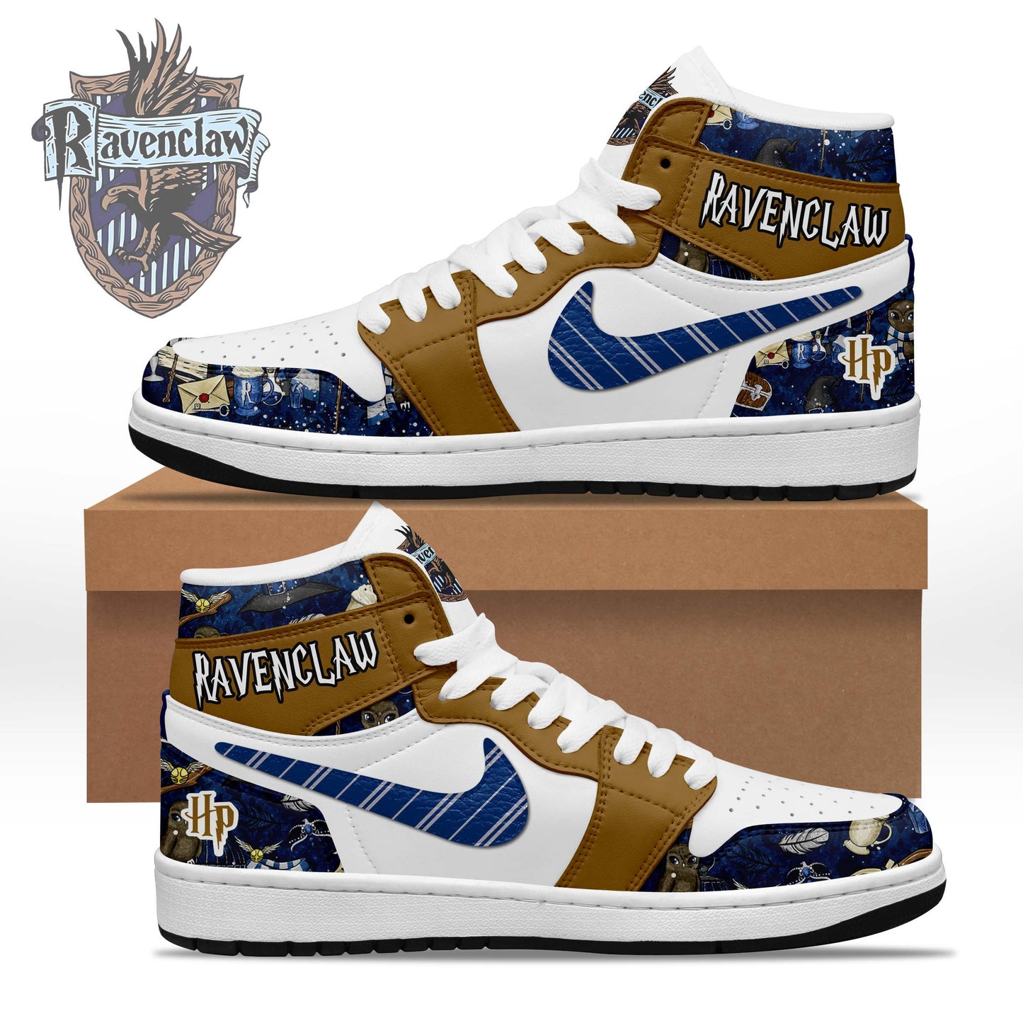 Ideafootwear Harry Potter Ravenclaw AJ1 High Sneakers Shoes For Men And Women