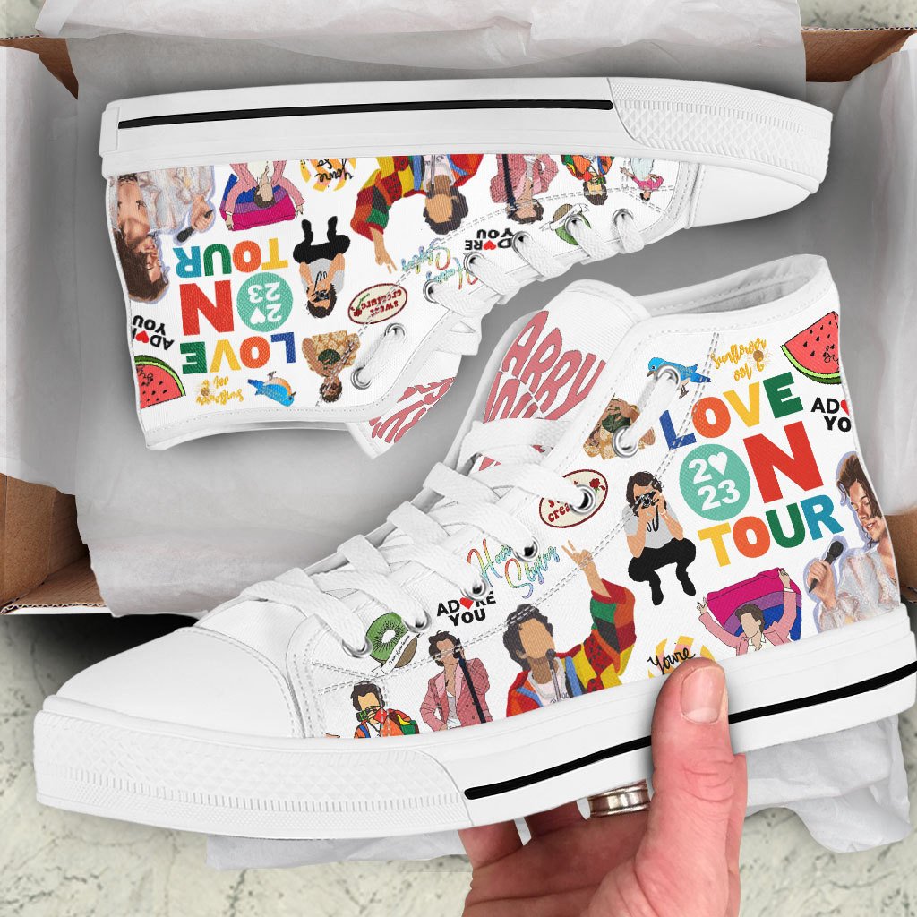 Ideafootwear Harry Styles High Top Canvas Sneakers Shoes For Men And Women