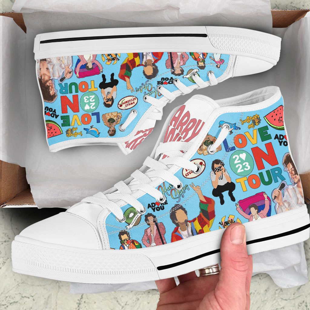 Ideafootwear Harry Styles High Top Canvas Sneakers Shoes For Men And Women
