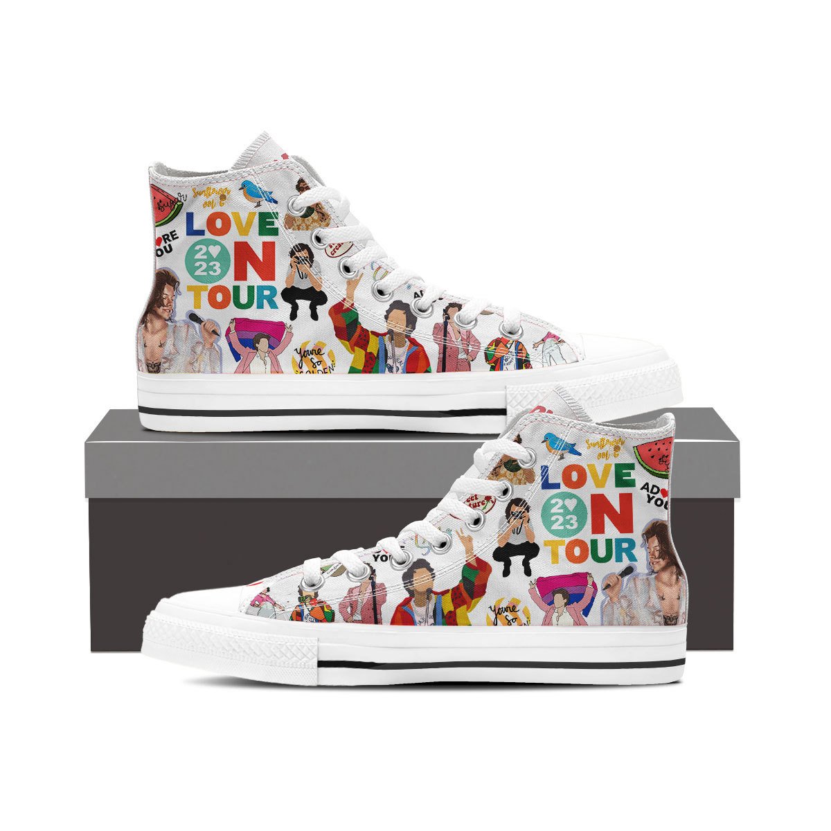 Ideafootwear Harry Styles High Top Canvas Sneakers Shoes For Men And Women
