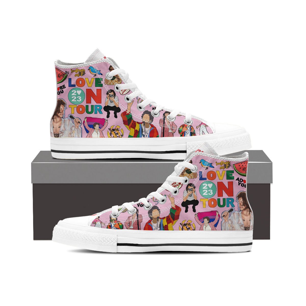 Ideafootwear Harry Styles High Top Canvas Sneakers Shoes For Men And Women