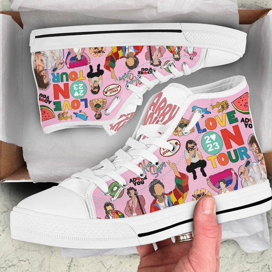 Ideafootwear Harry Styles High Top Canvas Sneakers Shoes For Men And Women