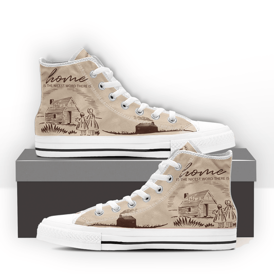 Ideafootwear Home is the Nicest Word There Is High Top Canvas Sneakers Shoes For Men And Women