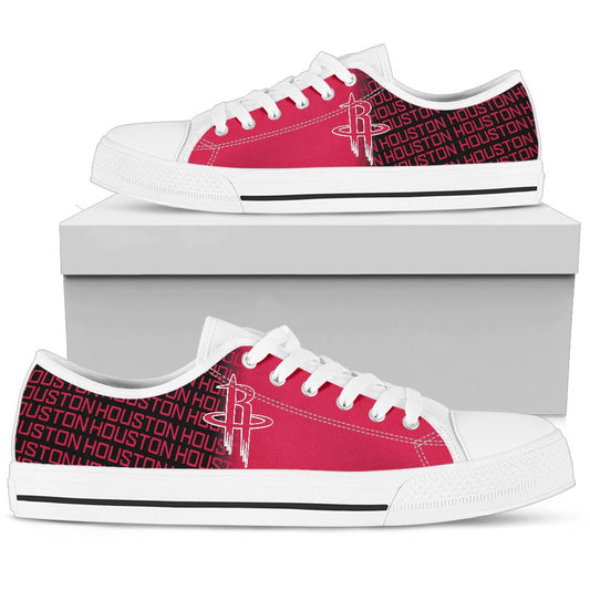 Ideafootwear Houston Rockets Low Top Canvas Sneakers Shoes For Men And Women