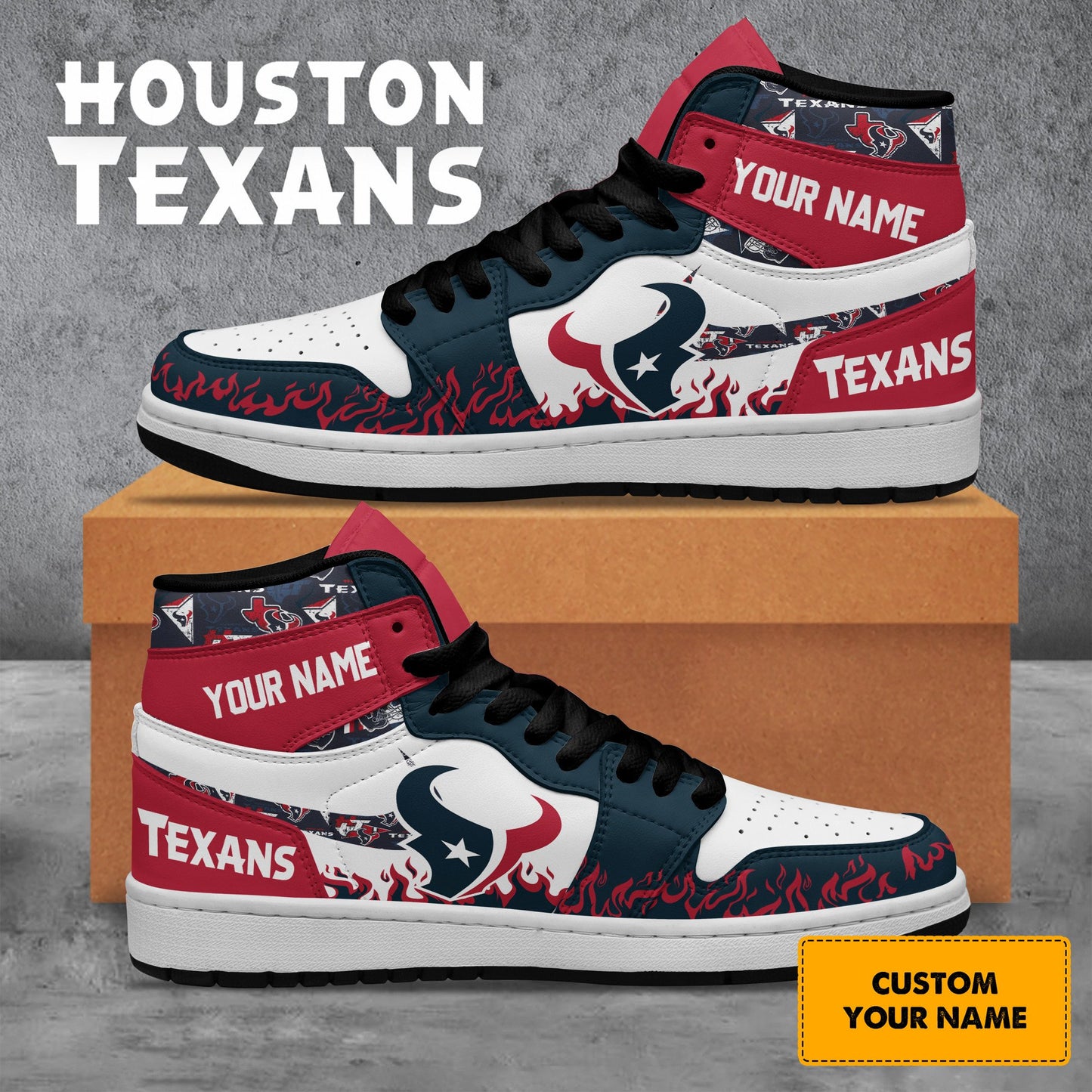 Ideafootwear Houston Texans AJ1 High Sneakers Shoes For Men And Women