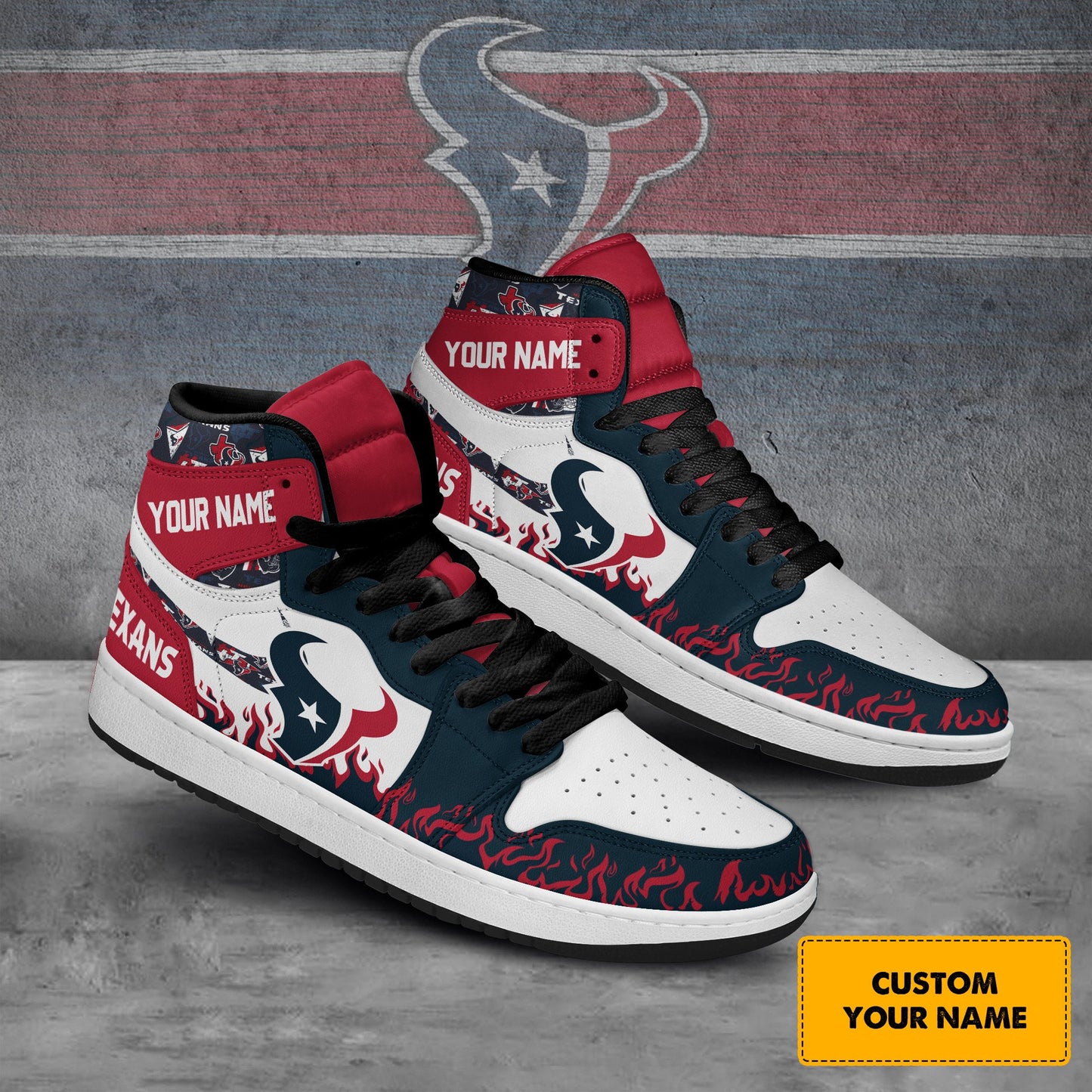 Ideafootwear Houston Texans AJ1 High Sneakers Shoes For Men And Women