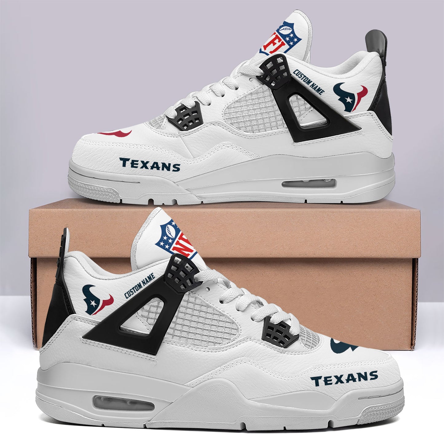 Ideafootwear Houston Texans AJ4 Sneakers Shoes For Men And Women