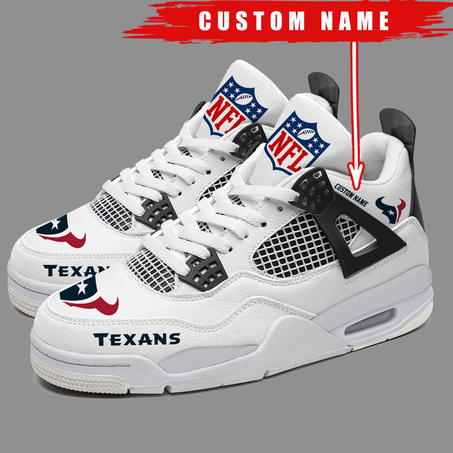 Ideafootwear Houston Texans AJ4 Sneakers Shoes For Men And Women