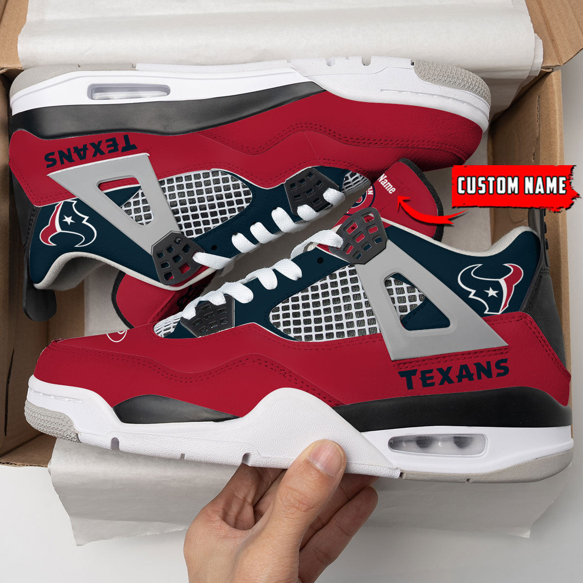 Ideafootwear Houston Texans AJ4 Sneakers Shoes For Men And Women