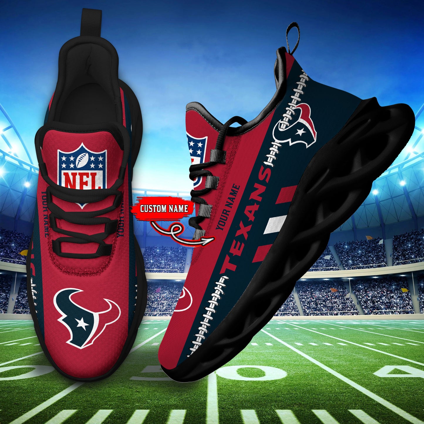 Ideafootwear Houston Texans Max Soul Shoes Sneakers For Men And Women