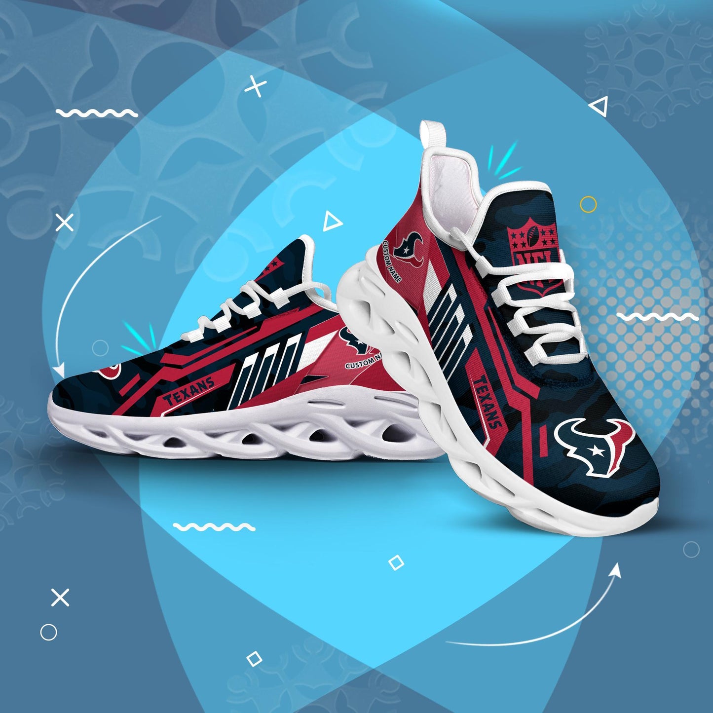 Ideafootwear Houston Texans Max Soul Shoes Sneakers For Men And Women