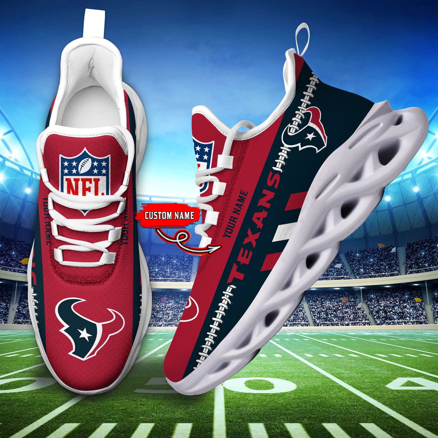 Ideafootwear Houston Texans Max Soul Shoes Sneakers For Men And Women