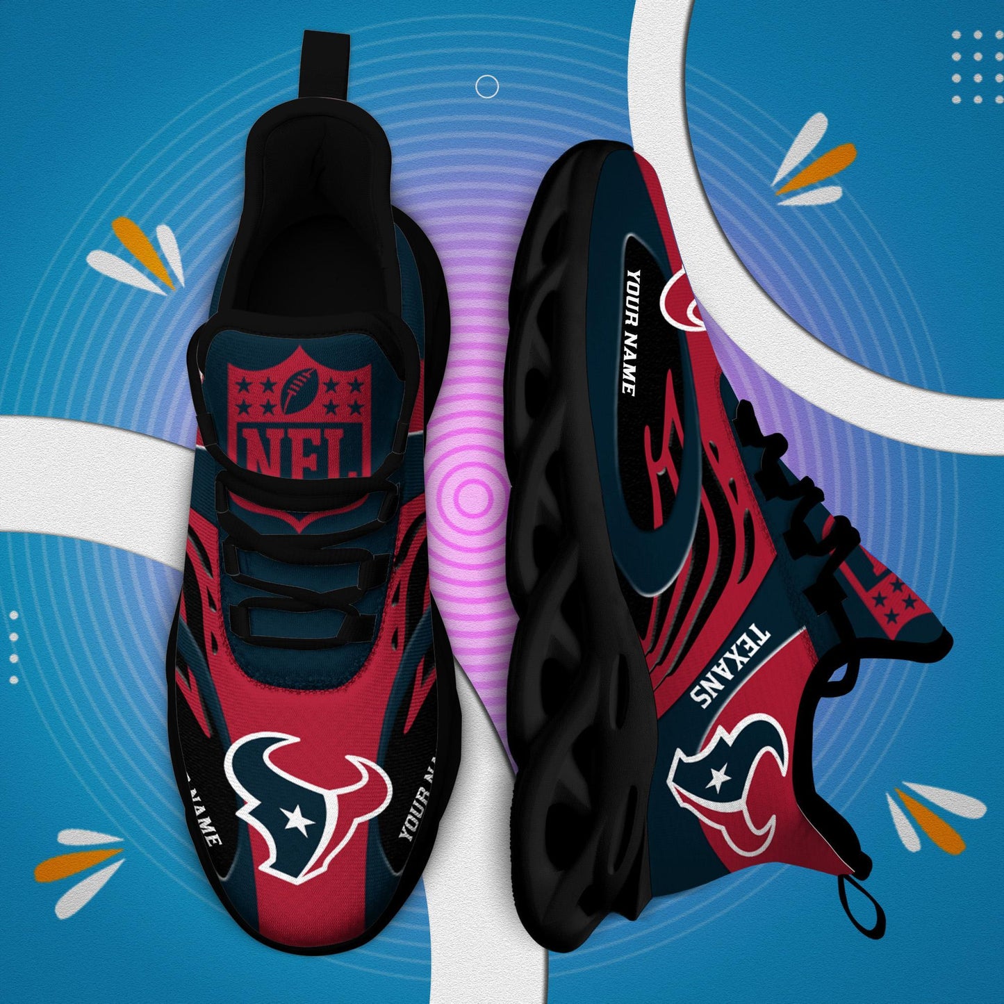 Ideafootwear Houston Texans Max Soul Shoes Sneakers For Men And Women