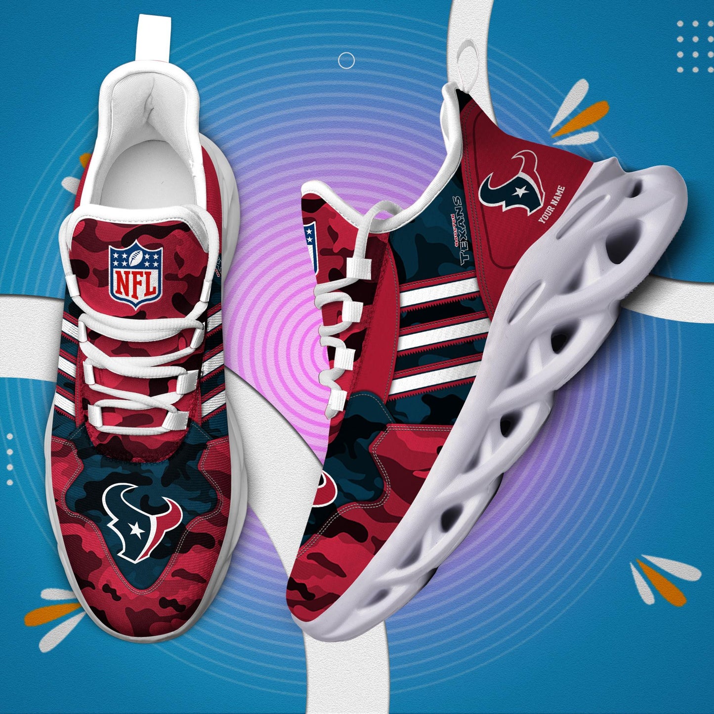 Ideafootwear Houston Texans Max Soul Shoes Sneakers For Men And Women