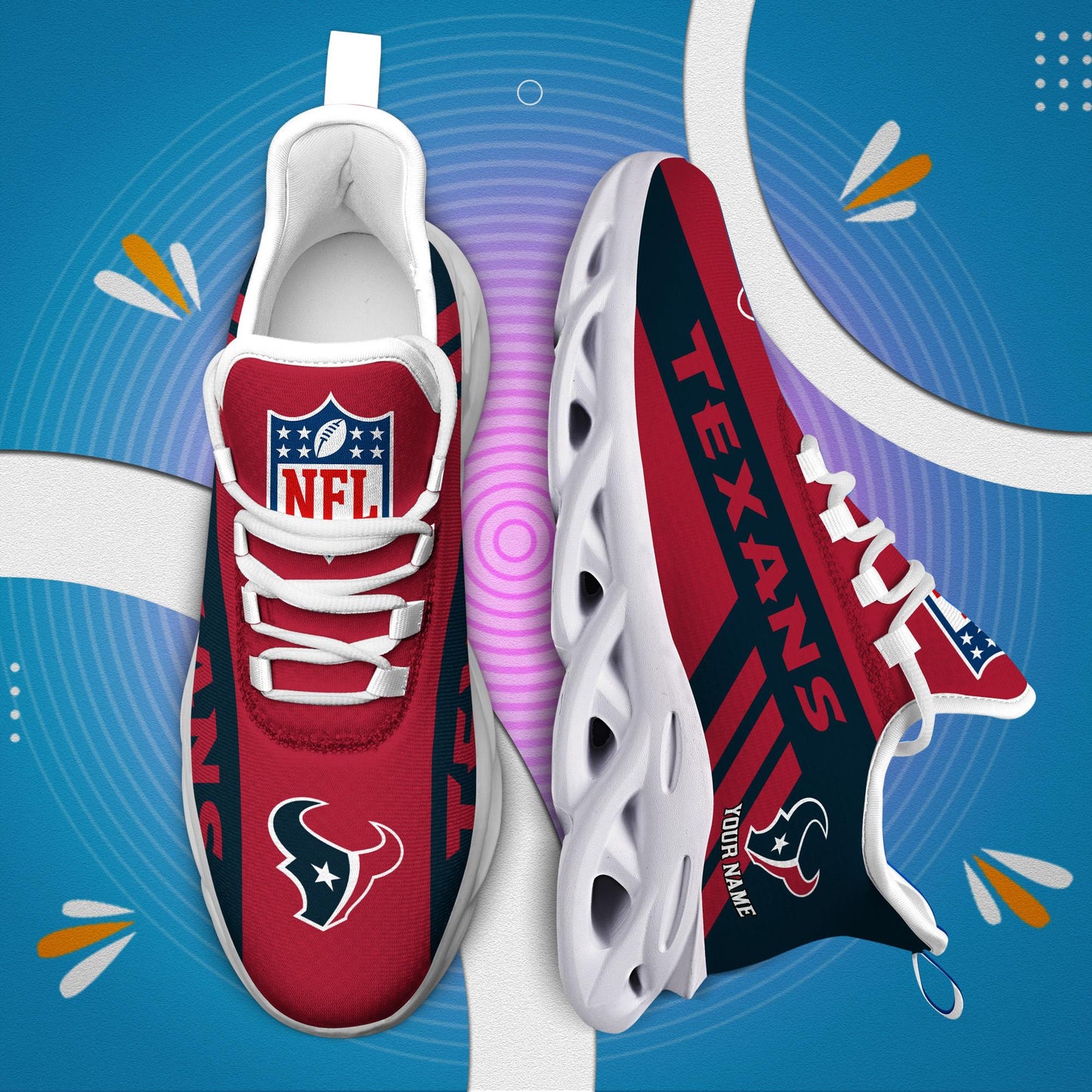 Ideafootwear Houston Texans Max Soul Shoes Sneakers For Men And Women