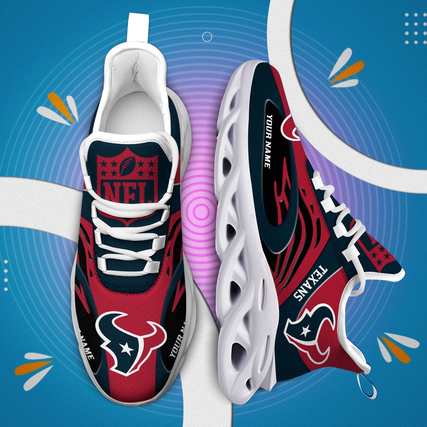 Ideafootwear Houston Texans Max Soul Shoes Sneakers For Men And Women