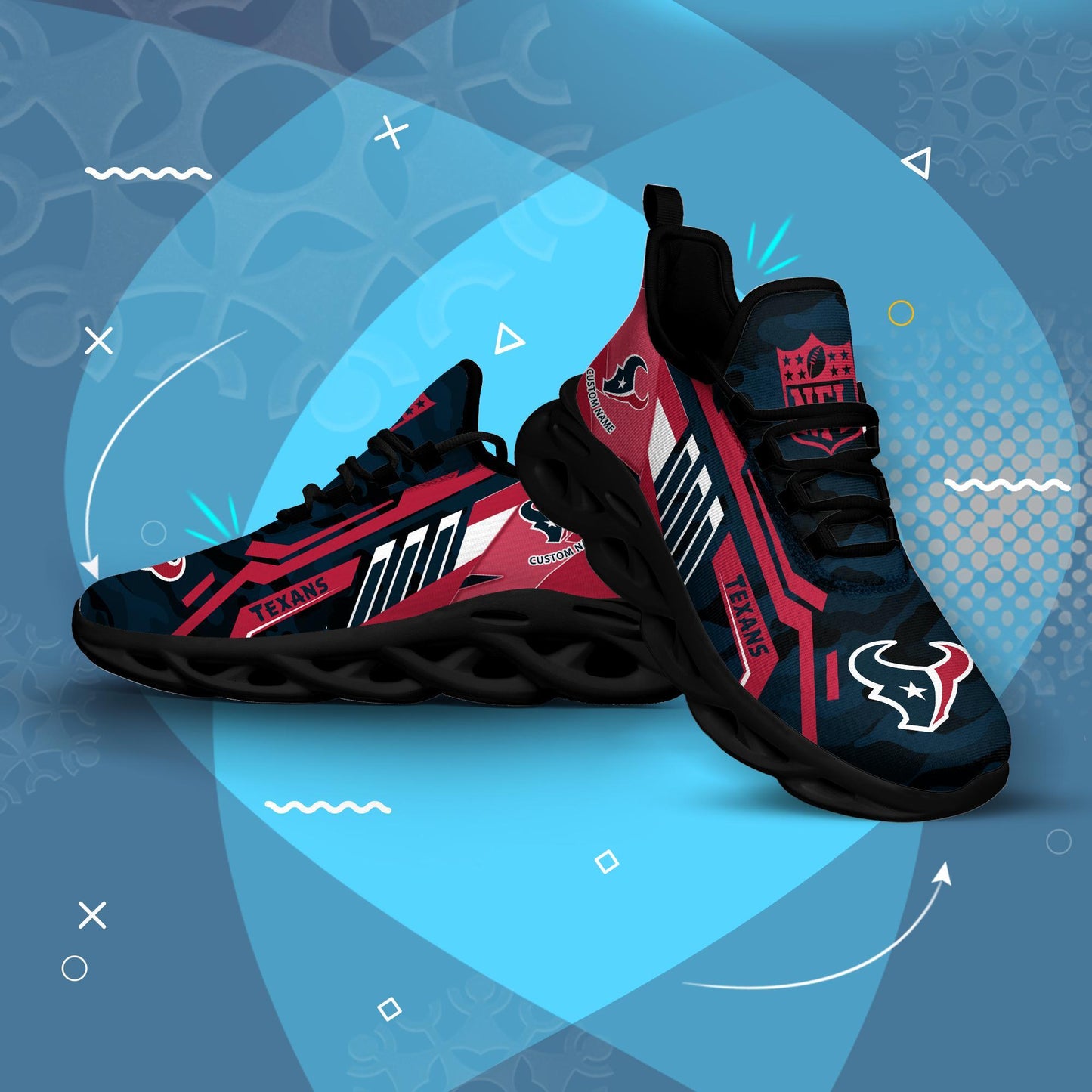 Ideafootwear Houston Texans Max Soul Shoes Sneakers For Men And Women