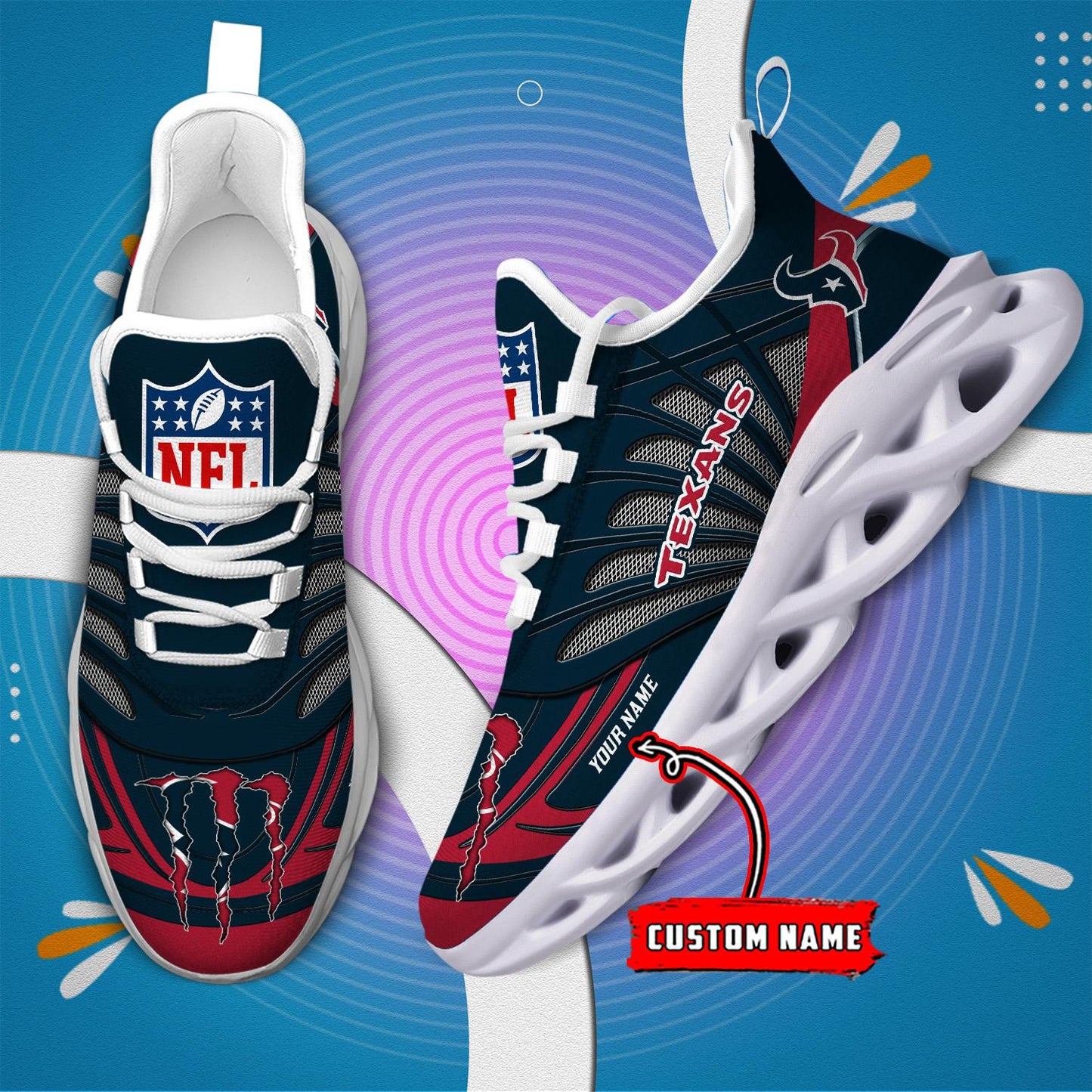 Ideafootwear Houston Texans Max Soul Shoes Sneakers For Men And Women