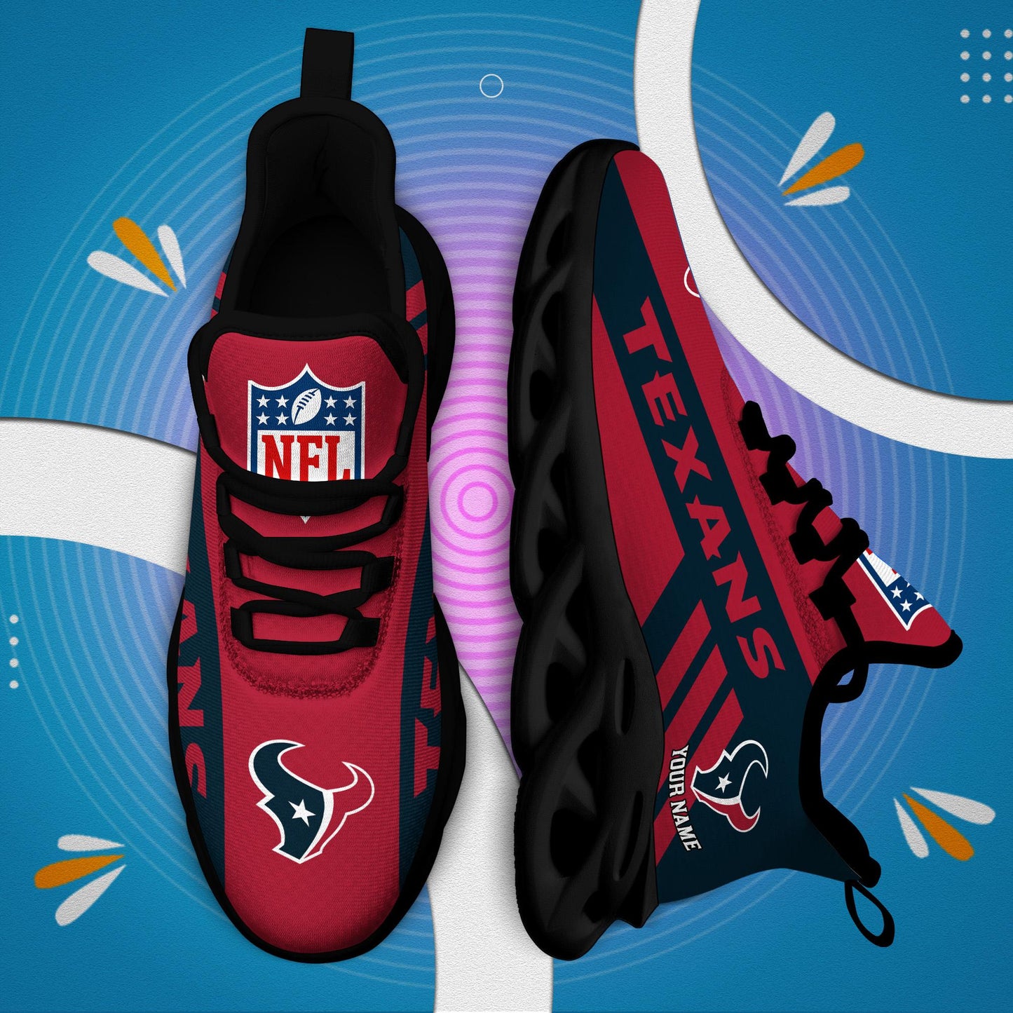 Ideafootwear Houston Texans Max Soul Shoes Sneakers For Men And Women