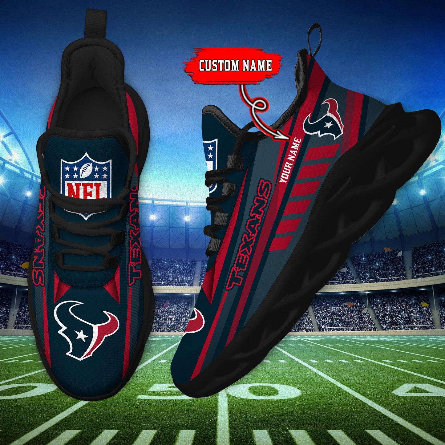 Ideafootwear Houston Texans Max Soul Shoes Sneakers For Men And Women