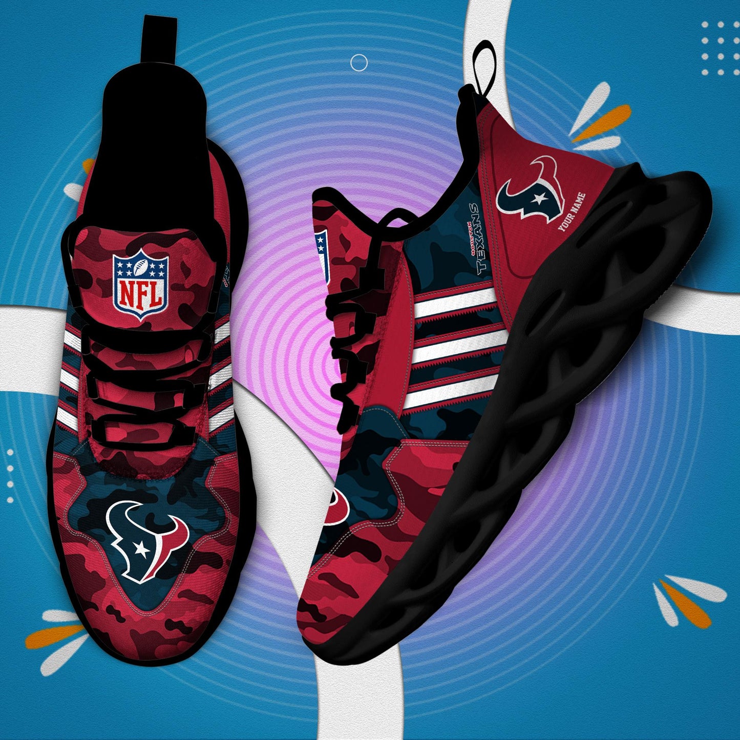 Ideafootwear Houston Texans Max Soul Shoes Sneakers For Men And Women
