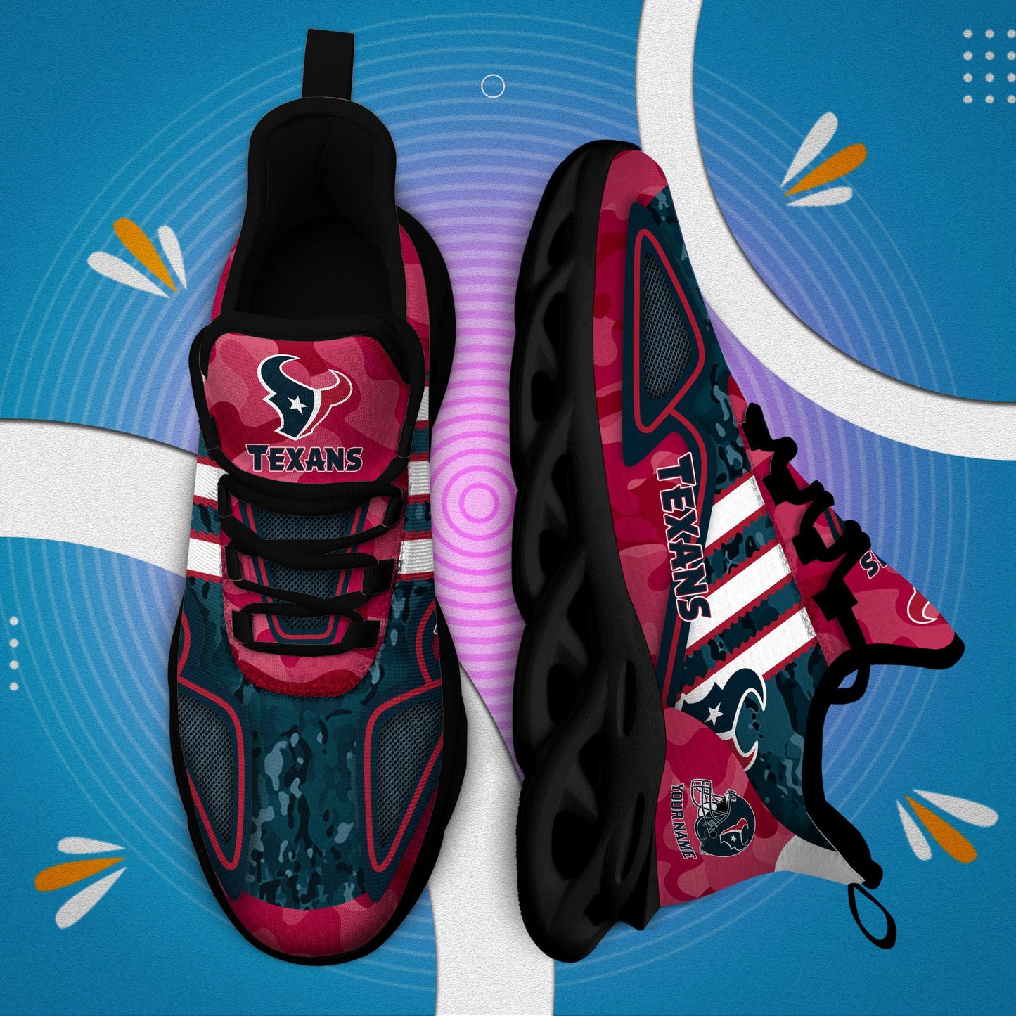 Ideafootwear Houston Texans Max Soul Shoes Sneakers For Men And Women